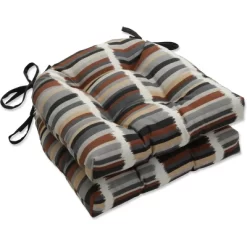Set Of 2 Outdoor/Indoor Deluxe Tufted Chair Pads Solar Stripe - Pillow Perfect -Quality Garden Outdoor Store GUEST 15b656fe 2b2e 4f86 9616 4f1910e6b221
