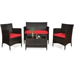 Tangkula 4-Piece Patio Rattan Wicker Conversation Furniture Set Sofa Chair Table Set -Quality Garden Outdoor Store GUEST 161f3cc7 a072 41b5 8831 c11bdb46f465