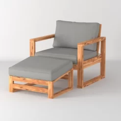 Galia 2pc Square Leg Acacia Wood Chair And Ottoman With Cushions - Brown - Saracina Home 21 Galia 2pc Square Leg Acacia Wood Chair And Ottoman With Cushions - Brown - Saracina Home -Quality Garden Outdoor Store GUEST 166ad4fe 8b58 4635 b854 caa776581feb