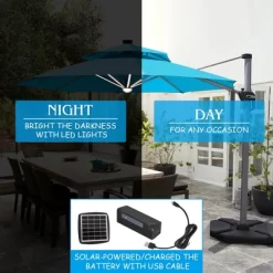 Costway 10ft Solar LED Patio Umbrella 360Degree Rotation W/USB Turquoise -Quality Garden Outdoor Store GUEST 16a4d4dc e582 4aba 93fa 983a2873dcbb