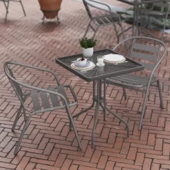 Flash Furniture Lila 23.5'' Square Glass Metal Table With 2 Metal Aluminum Slat Stack Chairs 16 Flash Furniture Lila 23.5'' Square Glass Metal Table With 2 Metal Aluminum Slat Stack Chairs -Quality Garden Outdoor Store GUEST 17be5e56 bdde 4a8e 808d 154d55d940f7