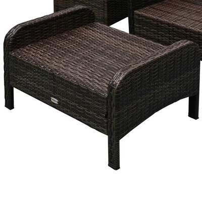 Outsunny 5 Piece Rattan Wicker Lounge Chair, Outdoor Patio Conversation Set With 2 Cushioned Chairs, 2 Ottomans & Tempered Glass Top Coffee Table 4 Outsunny 5 Piece Rattan Wicker Lounge Chair, Outdoor Patio Conversation Set With 2 Cushioned Chairs, 2 Ottomans & Tempered Glass Top Coffee Table - Image 4