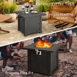 Costway 30" Gas Fire Pit Table 50,000 BTU Square Propane Fire Pit Table W/ Cover -Quality Garden Outdoor Store GUEST 19154c87 5b1c 4d23 90ab 13b5ab285d41