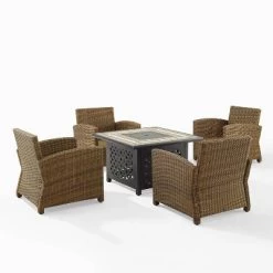 Bradenton 5pc Outdoor Wicker Arm Chair & Fire Table Set - Crosley 27 Bradenton 5pc Outdoor Wicker Arm Chair & Fire Table Set - Crosley -Quality Garden Outdoor Store GUEST 19630d8c 8015 4239 afa5 868ff2987489