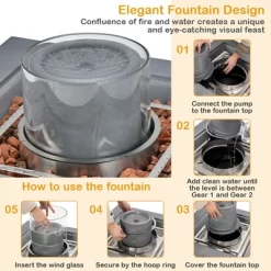 Costway 28'' Patio Fountain Fire Pit Table 50,000 BTU Square Propane Fire Pit WithPVC Cover -Quality Garden Outdoor Store GUEST 19806650 1de7 4ec9 bc4b e914b5160246