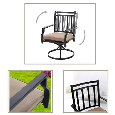 7pc Patio Dining Set With Rectangle Table With 2.6" Umbrella Hole & 360 Swivel Cushioned Arm Chairs - Captiva Designs 5 7pc Patio Dining Set With Rectangle Table With 2.6" Umbrella Hole & 360 Swivel Cushioned Arm Chairs - Captiva Designs - Image 5