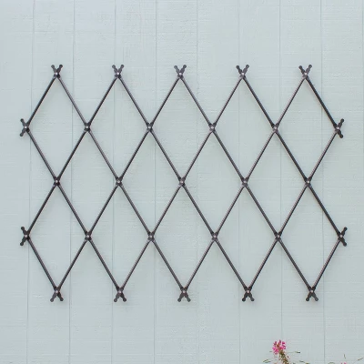 Achla Designs 43" Traditional Wall Mounted Lattice Iron Garden Trellis Graphite Powder Coat Finish 4 Achla Designs 43" Traditional Wall Mounted Lattice Iron Garden Trellis Graphite Powder Coat Finish - Image 4