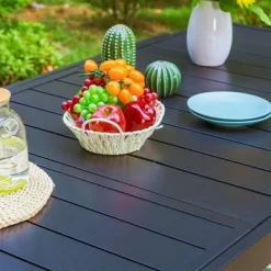 7pc Metal Dining Set With Expandable Table & 6 Swivel Chairs - Captiva Designs -Quality Garden Outdoor Store GUEST 1a760521 15fe 43ef 8b20 f25bb640200f