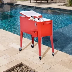 Costway Red Outdoor Patio 80 Quart Cooler Cart Ice Beer Beverage Chest Party Portable -Quality Garden Outdoor Store GUEST 1b11d75e 36f9 4586 9ada 77425879daf2