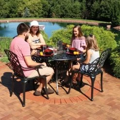Sunnydaze Decor Sunnydaze Outdoor Crossweave Design Black Cast Aluminum Round Patio Dining Furniture Set With Table And Chairs, 5pc -Quality Garden Outdoor Store GUEST 1b52302d 4e08 4f6d ad67 f7149e1fc4f7