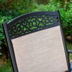 5pc Outdoor Dining Set With Sling Chairs & Metal Round Table With Umbrella Hole - Black - Captiva Designs -Quality Garden Outdoor Store GUEST 1b6fbb2b 5011 4c0e 951a 2f6d4714e429