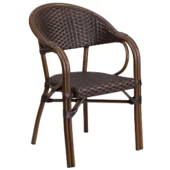 Merrick Lane Wicker Rattan Patio Chair With Curved Back And Aluminum Bamboo Frame -Quality Garden Outdoor Store GUEST 1c661cff 8aba 417e a389 834401bf9d79