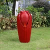 Teamson Home Indoor/Outdoor Contemporary Vase Water Fountain With LED Lights, Red