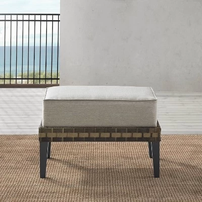 Prescott Outdoor Wicker Ottoman - Taupe/Brown - Crosley 2 Prescott Outdoor Wicker Ottoman - Taupe/Brown - Crosley - Image 2