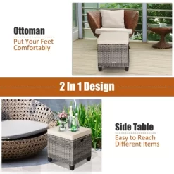 Costway 2PCS Patio Rattan Cushioned Ottoman Seat Foot Rest Table 16 Costway 2PCS Patio Rattan Cushioned Ottoman Seat Foot Rest Table -Quality Garden Outdoor Store GUEST 1ebff116 006c 4370 8734 34b17b859c9d