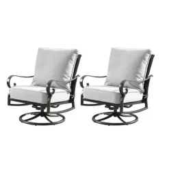 5pc Outdoor Dining Set With 44" Round Fire Table, 4 Deep Seating Swivel Rocking Chairs & Table Fabric Covers - Gray/Copper - Oakland Living -Quality Garden Outdoor Store GUEST 1f056733 9752 4960 99e7 03246f7e31e4