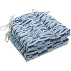Set Of 2 Outdoor/Indoor Reversible Chair Pads Nevis Waves - Pillow Perfect -Quality Garden Outdoor Store GUEST 1f239dac 50b3 43a1 997f 8980e448f3eb