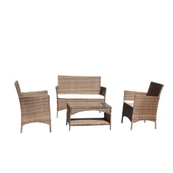 4pc Rattan Wicker Outdoor Lounge Chair With Cushions - Brown/Beige - GODEER 15 4pc Rattan Wicker Outdoor Lounge Chair With Cushions - Brown/Beige - GODEER -Quality Garden Outdoor Store GUEST 1f43ea00 d8ca 47a1 82b6 8d1fceda4681
