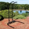 Sunnydaze Decor Sunnydaze Indoor/Outdoor Deluxe Powder-Coated Steel U-Shaped Hanging Egg Chair Loveseat Stand - 76" - Black