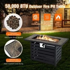 Costway 42'' Rectangular Propane Fire Pit Table 50,000 BTU W/ Lava Rocks & PVC Cover -Quality Garden Outdoor Store GUEST 2056687f 82ca 470f be83 82c322bd4844