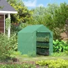 Outsunny 84.25" X 56.25" X 76.75" Walk-in Greenhouse, 3-Tier Shelves, Steel Frame Hot House, Roll-Up Zipper Door For Flowers, Vegetables, Green
