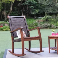 Clayton Solid Wood & Wicker Outdoor Rocking Chair - Cambridge Casual -Quality Garden Outdoor Store GUEST 218028db 8b5c 4b3a b667 bfa6c50bb177