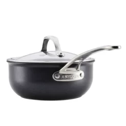 Anolon X Hybrid 2.5qt Nonstick Induction Saucier Pan With Lid Super Dark Gray