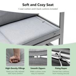 Costway 4PCS Patio Furniture Set Aluminum Frame Loveseat Coffee Table Cushions Deck Grey 14 Costway 4PCS Patio Furniture Set Aluminum Frame Loveseat Coffee Table Cushions Deck Grey -Quality Garden Outdoor Store GUEST 223f1c05 c76e 493e 8bbe a1fe8aa89b2c