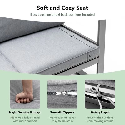 Costway 4PCS Patio Furniture Set Aluminum Frame Loveseat Coffee Table Cushions Deck Grey 6 Costway 4PCS Patio Furniture Set Aluminum Frame Loveseat Coffee Table Cushions Deck Grey - Image 6