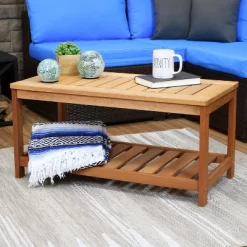 Sunnydaze Decor Sunnydaze Outdoor Meranti Wood With Teak Oil Finish Wooden Rectangular Accent Coffee Table - 35" - Brown -Quality Garden Outdoor Store GUEST 2271f27d 9ebd 47ba a9d8 abef830aebbe