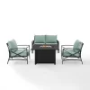 Kaplan 4pc Outdoor Conversation Set With Dante Fire Table - Mist - Crosley