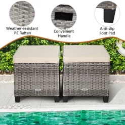Costway 2PCS Patio Rattan Cushioned Ottoman Seat Foot Rest Table 19 Costway 2PCS Patio Rattan Cushioned Ottoman Seat Foot Rest Table -Quality Garden Outdoor Store GUEST 2378f4a9 e6cc 4c6c a4c2 8bb49f5feb4c