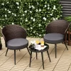 Tangkula 3PCS Rattan Patio Furniture Set Outdoor Conversation Furniture Set W/ Seat Cushions