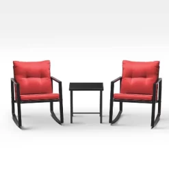 3pc Outdoor Wicker Set With Rocking Chairs & Glass Coffee Table - Devoko -Quality Garden Outdoor Store GUEST 2498ba40 cbea 4a3d 9069 44fe5dc41af9