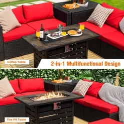Costway 42'' Rectangular Propane Fire Pit Table 50,000 BTU W/ Lava Rocks & PVC Cover -Quality Garden Outdoor Store GUEST 251020fb c50a 4e67 ba40 180966237ab2