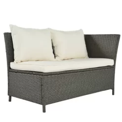 6pc Outdoor Wicker Set With Loveseats, Sofa, Chair, Coffee Table & Bench - Beige - GODEER -Quality Garden Outdoor Store GUEST 261b997a 9b58 4468 a036 477ae35b38c1