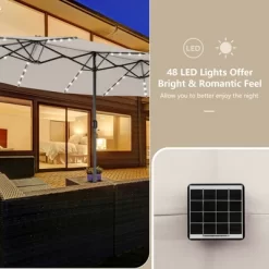 Costway Outdoor 15' Double-Sided Patio Umbrella 48 Solar LED Lights Crank & Base -Quality Garden Outdoor Store GUEST 26284595 2f6e 4f1e b619 255d7c18f1df