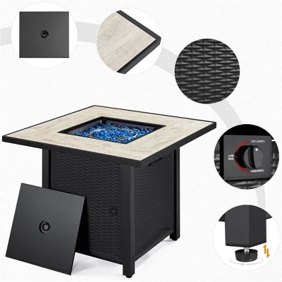 Yaheetech Gas Fire Pit Table Square With Ceramic Tabletop Outdoor 2 Yaheetech Gas Fire Pit Table Square With Ceramic Tabletop Outdoor - Image 2