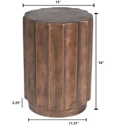 LuxenHome Weathered Copper Cement Indoor Outdoor Round Side Table -Quality Garden Outdoor Store GUEST 27159c09 5971 42df b023 2bcf18236644