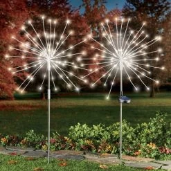 Collections Etc Solar Powered Starburst Garden Stake Lights - Set Of 2