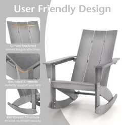 Costway Patio Adirondack Rocking Chair All Weather HDPE Porch Rocker 330lbs Grey Outdoor -Quality Garden Outdoor Store GUEST 286db60a 7f33 4cdd 83ca 215a5db17bb3