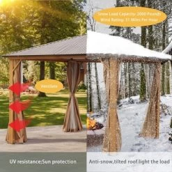 Aoodor Gazebo Polycarbonate Roof, Wooden Print Aluminum Frame With Mosquito Netting And Curtain 13 Aoodor Gazebo Polycarbonate Roof, Wooden Print Aluminum Frame With Mosquito Netting And Curtain -Quality Garden Outdoor Store GUEST 28f149ec a75d 498f aab8 1395e16c0a7e