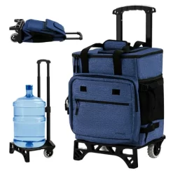 Costway 50-Can 3-in-1 Insulated Rolling Cooler With Adjustable Handle & Bottom Plate Blue/Grey -Quality Garden Outdoor Store GUEST 2943366c 5ade 41fd 9d15 93a6a7c9a5d8