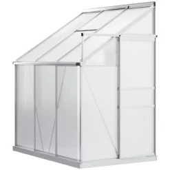 Outsunny 6' X 4' Aluminum Lean-to Greenhouse Polycarbonate Walk-in Garden Greenhouse With Adjustable Roof Vent, Rain Gutter And Sliding Door -Quality Garden Outdoor Store GUEST 29b68d6a 1cb4 4c82 a10c 0d820fca8210