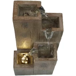 Sunnydaze Decor Sunnydaze Indoor Home Office Polyresin Faux Wooden Tiered Columns Tabletop Fountain With LED Lights - 13" -Quality Garden Outdoor Store GUEST 29be2090 085f 4200 b9be 2f063f982963