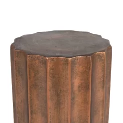 LuxenHome Weathered Copper Cement Indoor Outdoor Round Side Table -Quality Garden Outdoor Store GUEST 2adc41d5 a791 4d89 8a22 ef2f5ab5bc2a