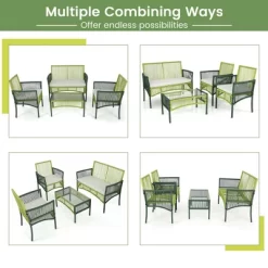 Costway 4PCS/8PCS Patio Round Wicker Conversation Set With Cushions Tempered Glass Side Table -Quality Garden Outdoor Store GUEST 2d899054 af04 4363 8396 70eaa0633480