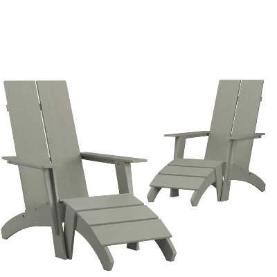 Emma And Oliver Set Of 2 Indoor/Outdoor 2-Slat Adirondack Style Chairs & Footrests 11 Emma And Oliver Set Of 2 Indoor/Outdoor 2-Slat Adirondack Style Chairs & Footrests - Image 11