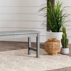 Ravenscroft Modern Boho Acacia Wood Slat Top Outdoor Dining Bench - Gray Wash - Saracina Home -Quality Garden Outdoor Store GUEST 2dd133d4 c68e 4083 9552 2ac421e62e53