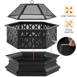 Yaheetech 28" Steel Fire Pit Outdoor Fireplace, Black -Quality Garden Outdoor Store GUEST 2df73af7 4cb3 448b 9074 c4330f0a46ef